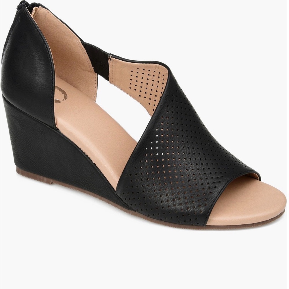 Journee Women's Comfort Foam Aretha Wedge Sandals - Black NWT - Picture 7 of 7